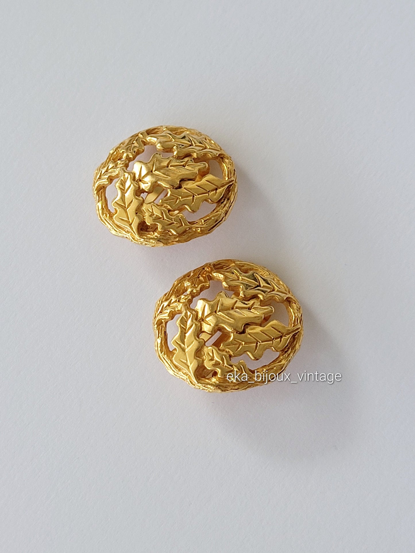 Ines de la Fressange - Vintage earrings - Oak leaves