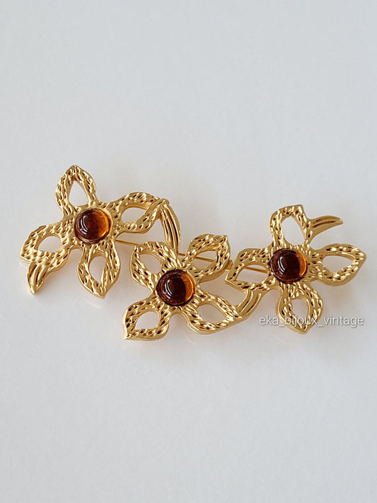 Dolce Vita - Grande broche vintage Trois fleurs