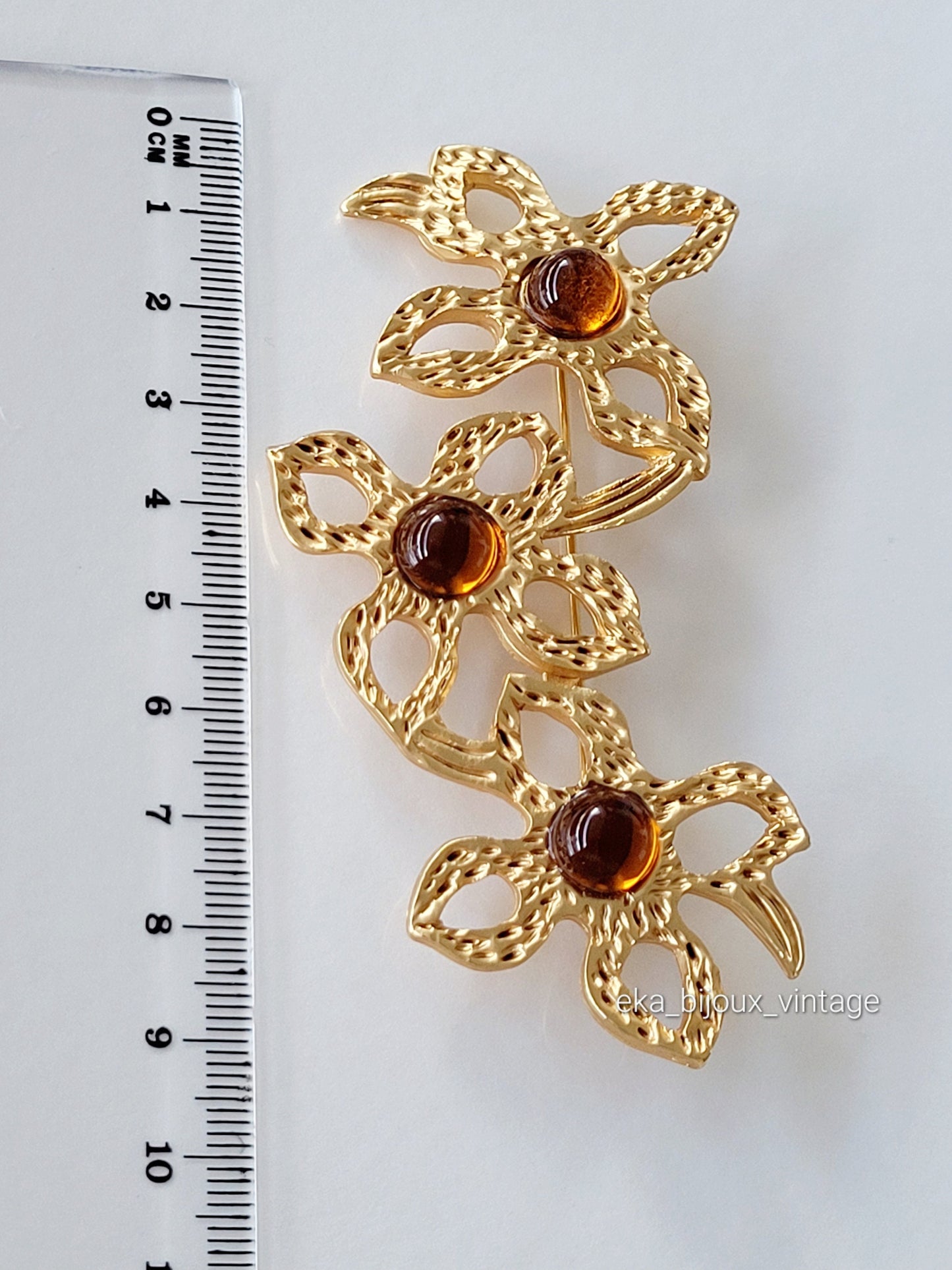 Dolce Vita - Grande broche vintage Trois fleurs