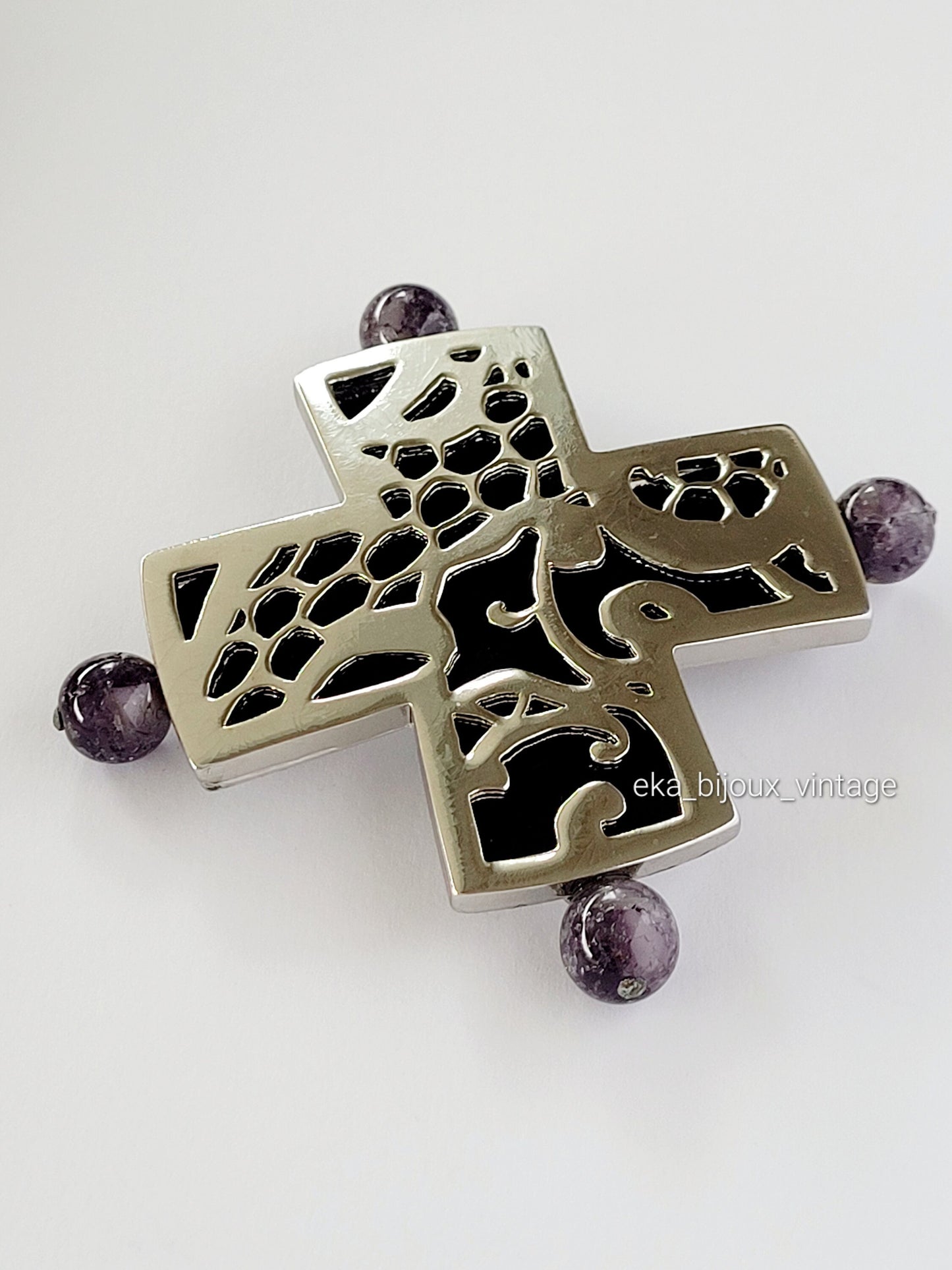 Rochas Paris - Large cross-shaped brooch/pendant