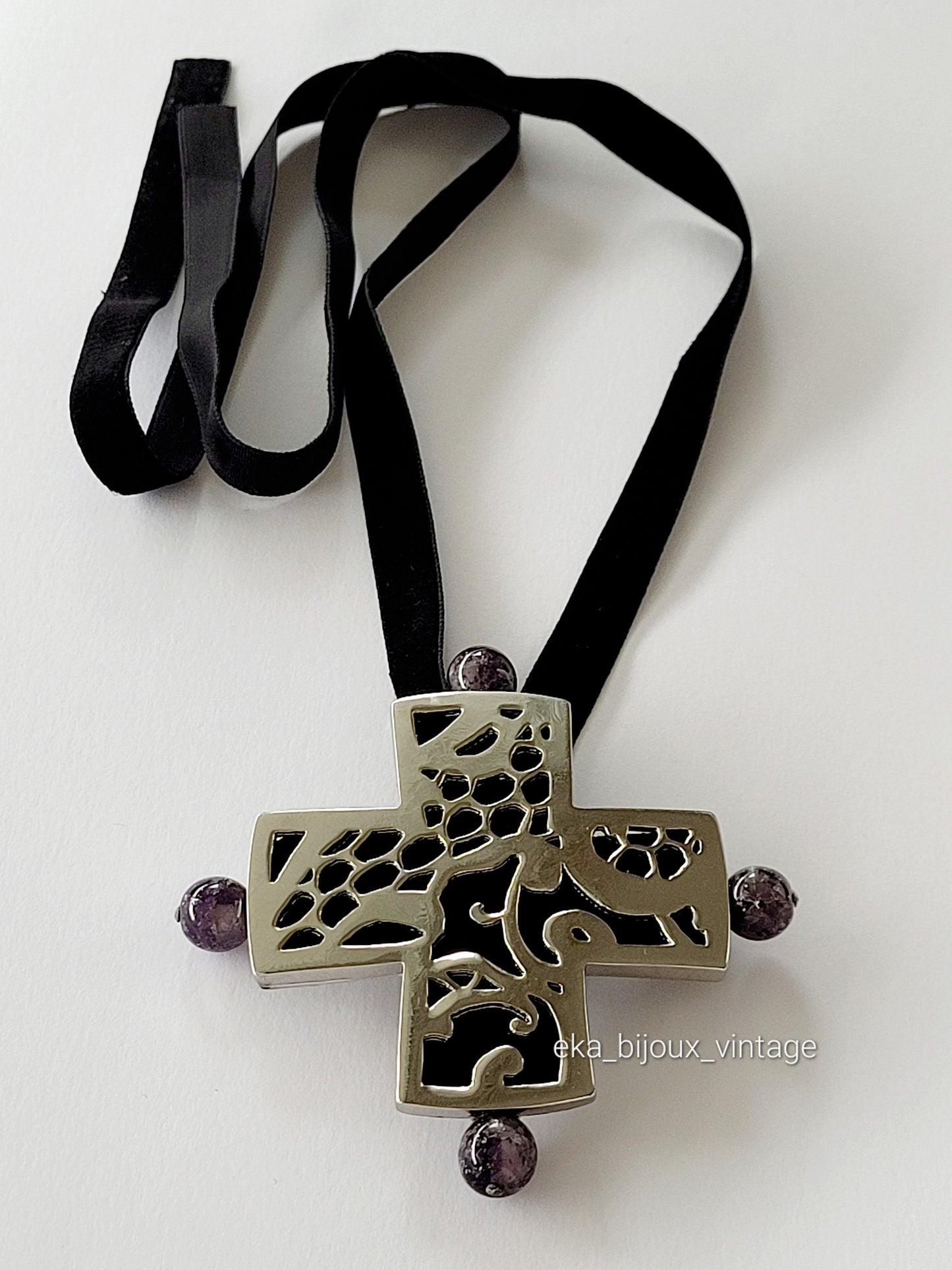 Rochas Paris - Large cross-shaped brooch/pendant