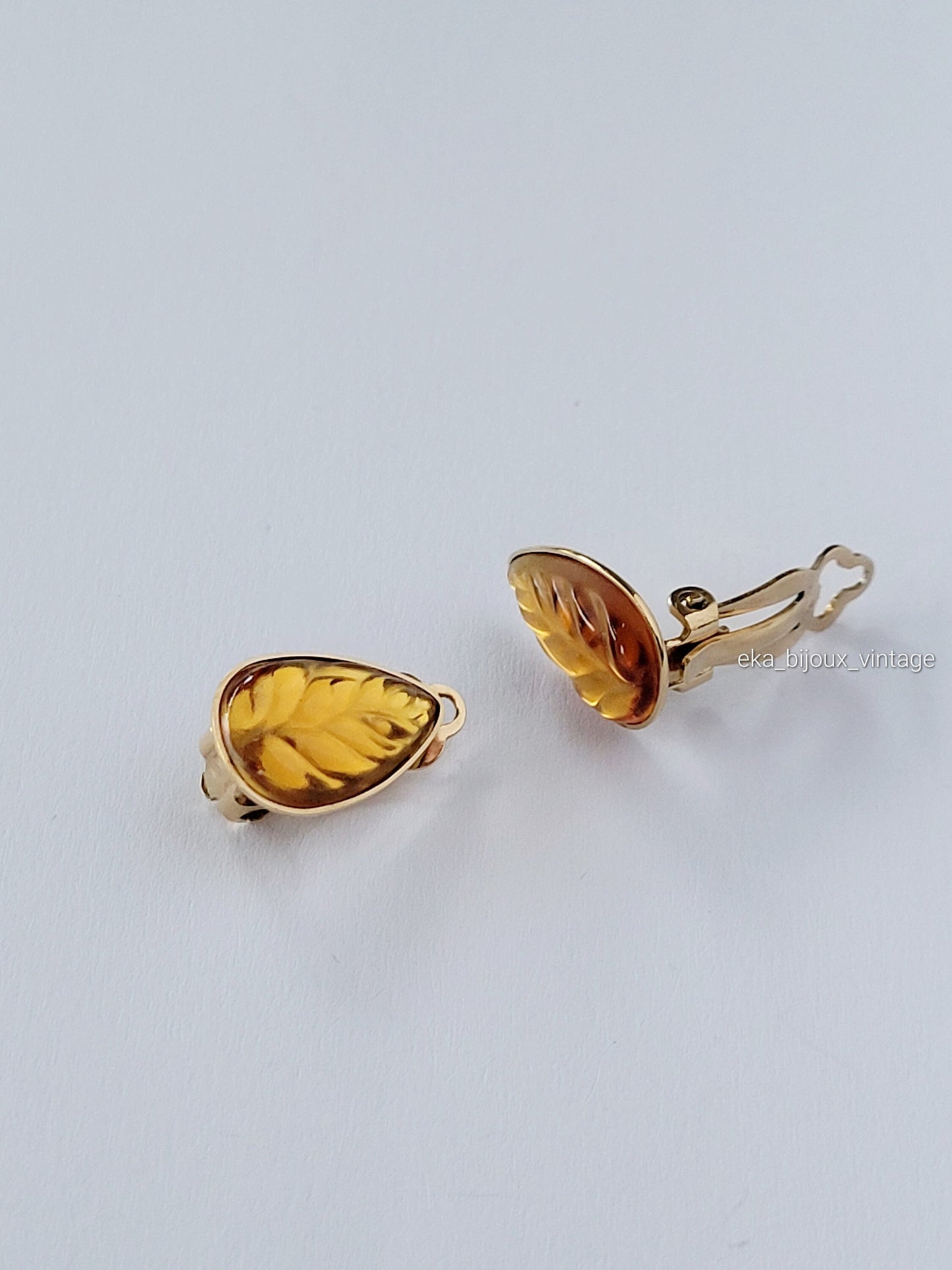 Lalique - Vintage earrings - Amber crystal