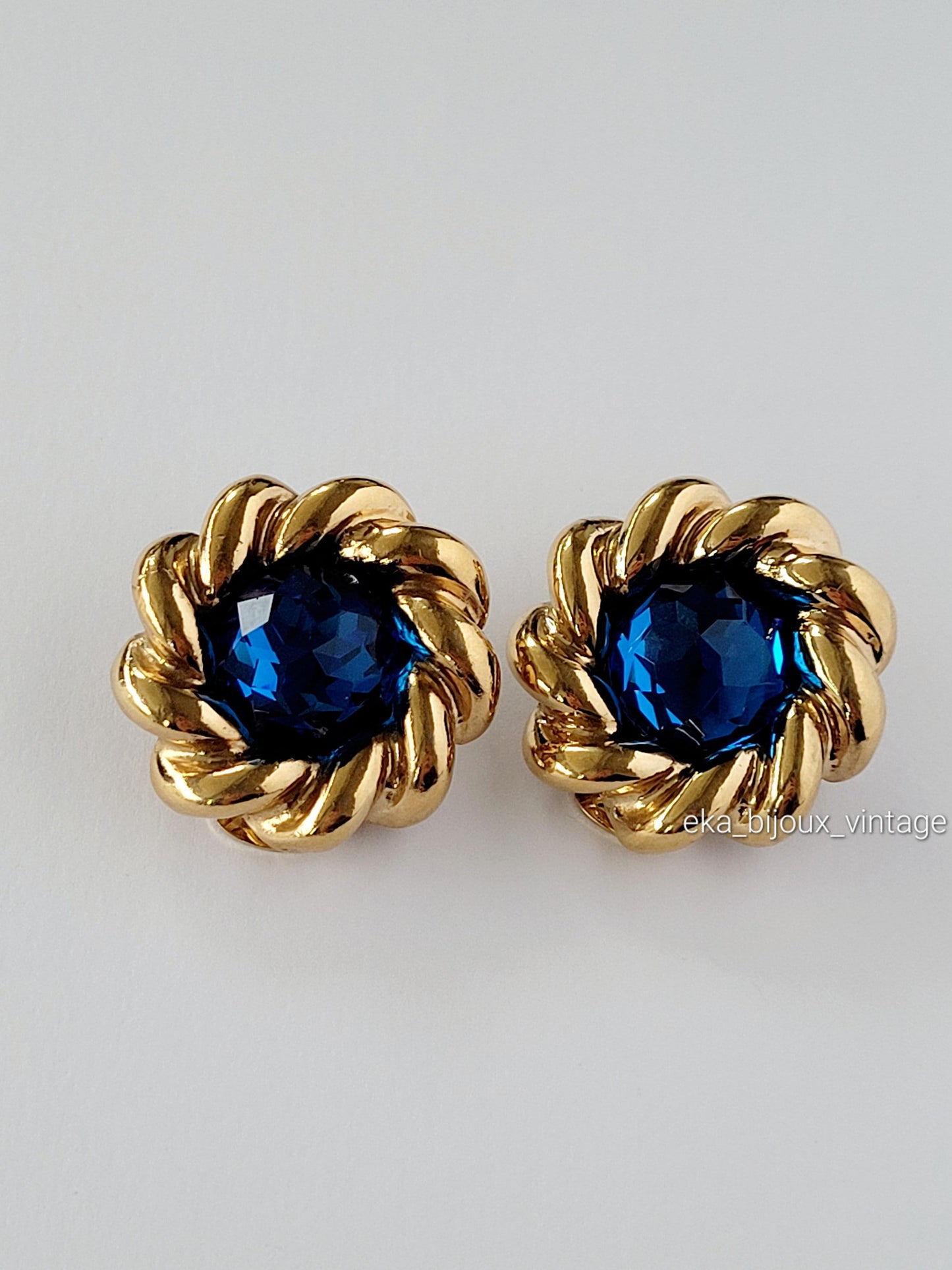 Agatha Paris - Boucles d'oreilles vintage Cristal bleu