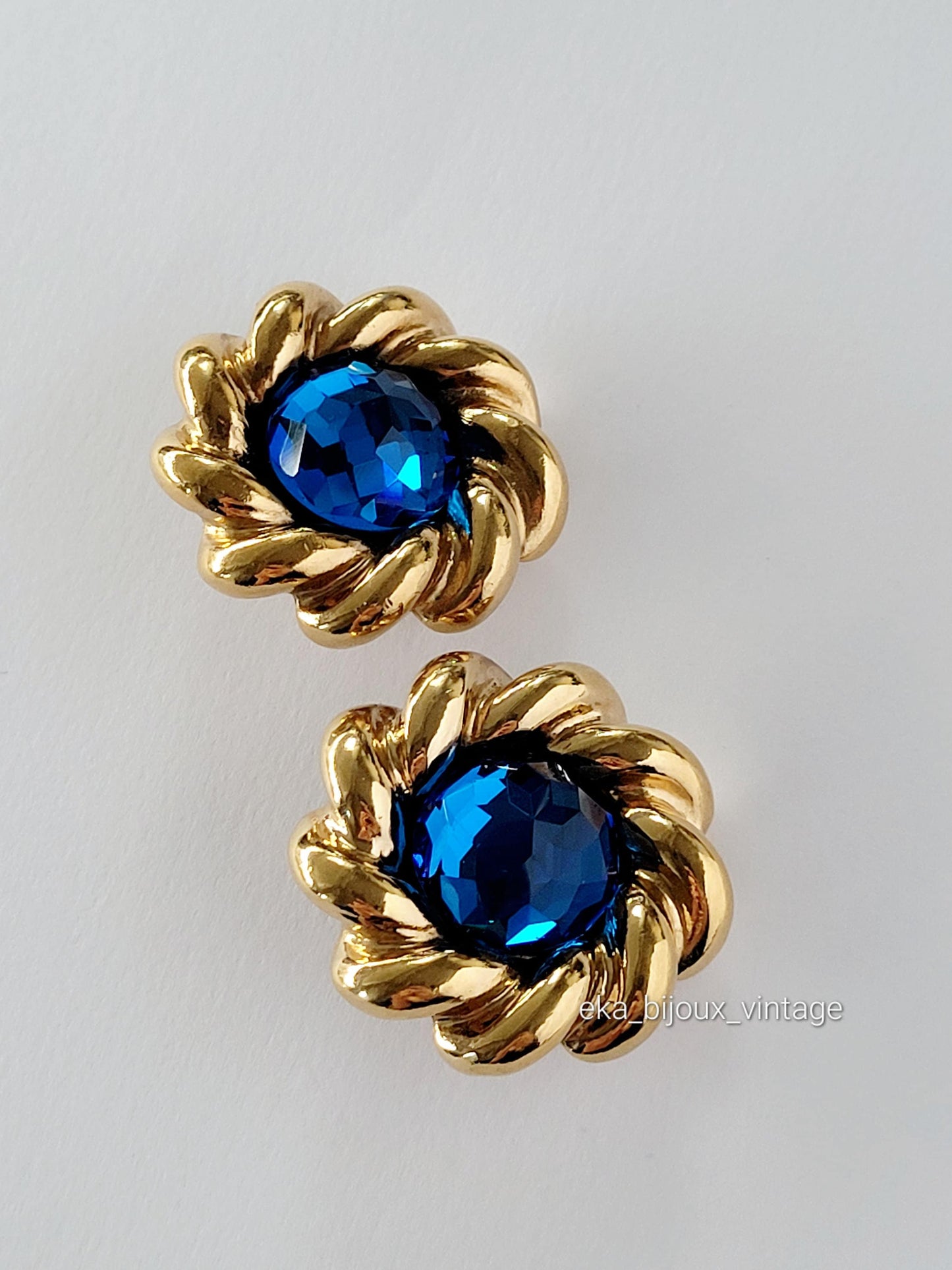 Agatha Paris - Boucles d'oreilles vintage Cristal bleu