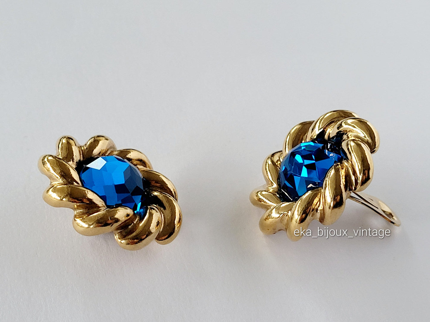 Agatha Paris - Boucles d'oreilles vintage Cristal bleu