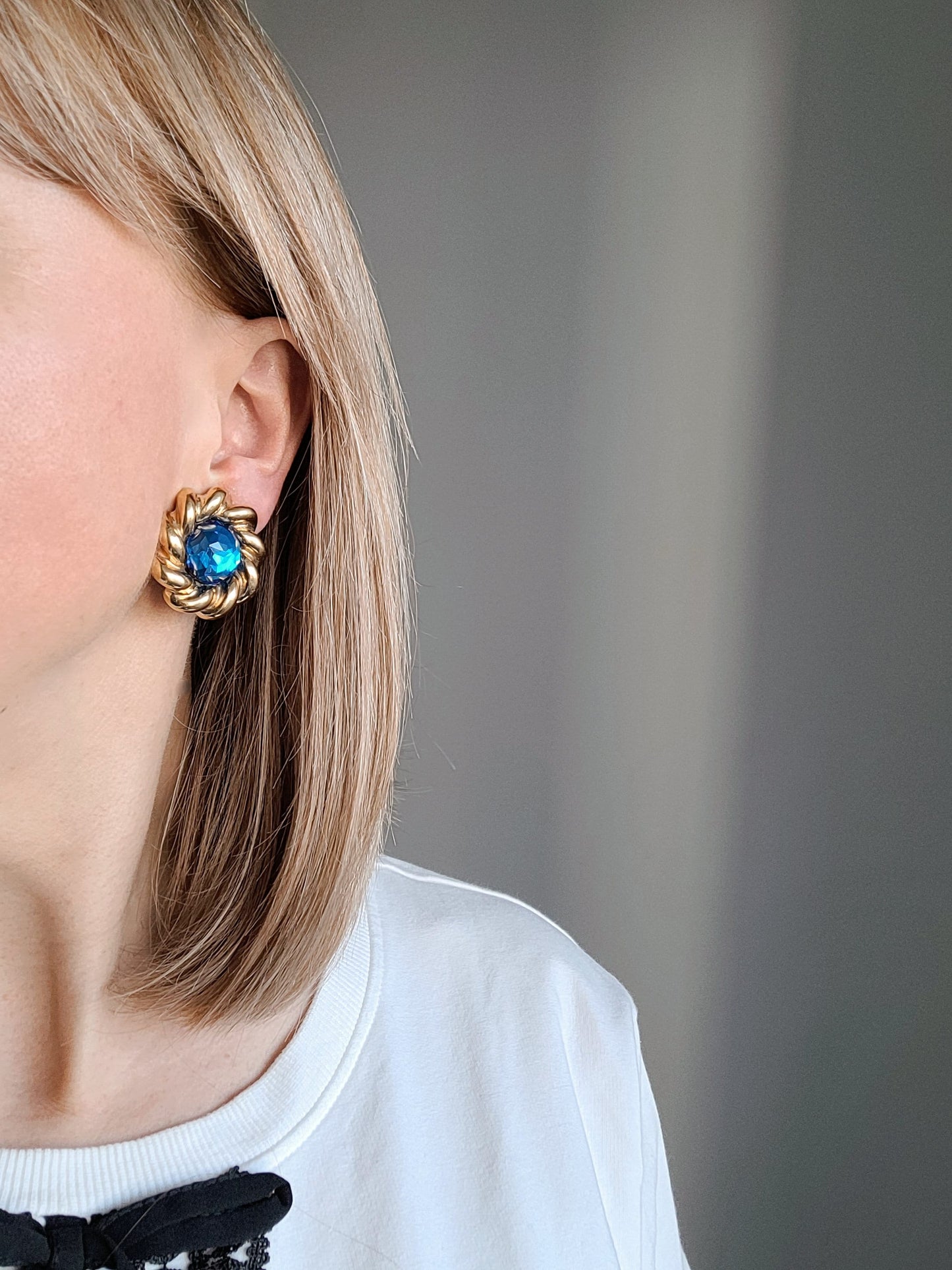 Agatha Paris - Boucles d'oreilles vintage Cristal bleu