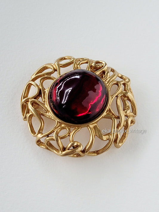 Yves Saint Laurent - Broche vintage Fleur rouge