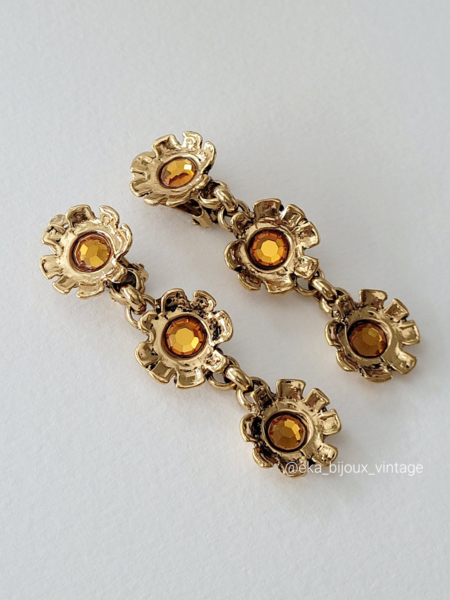 Boucles d'oreilles vintage - Trois fleurs