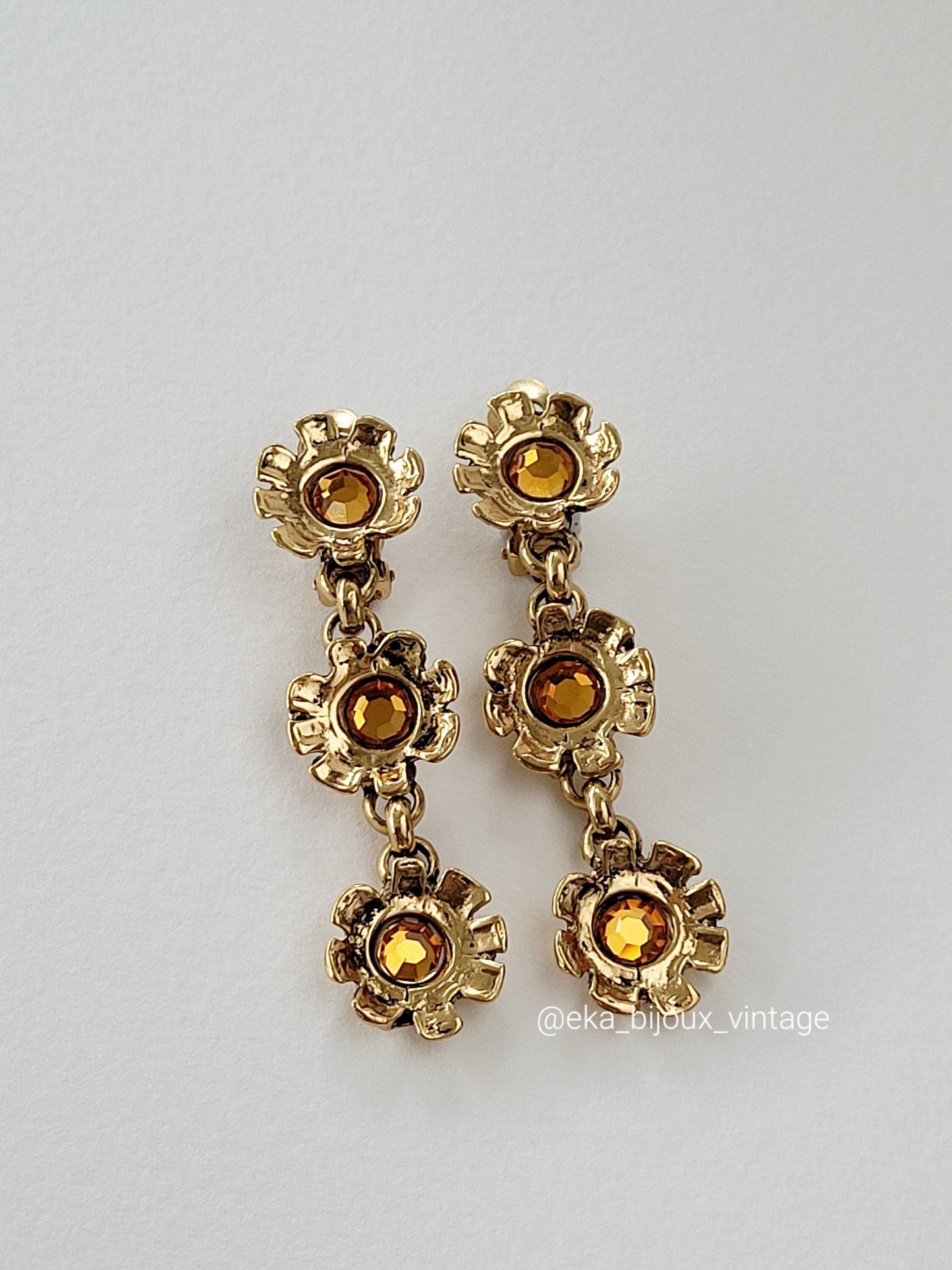 Boucles d'oreilles vintage - Trois fleurs