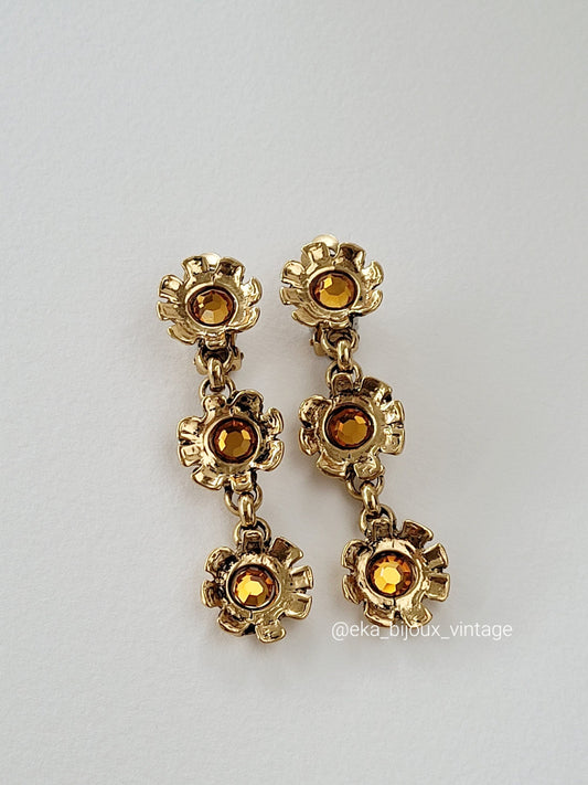 Boucles d'oreilles vintage - Trois fleurs