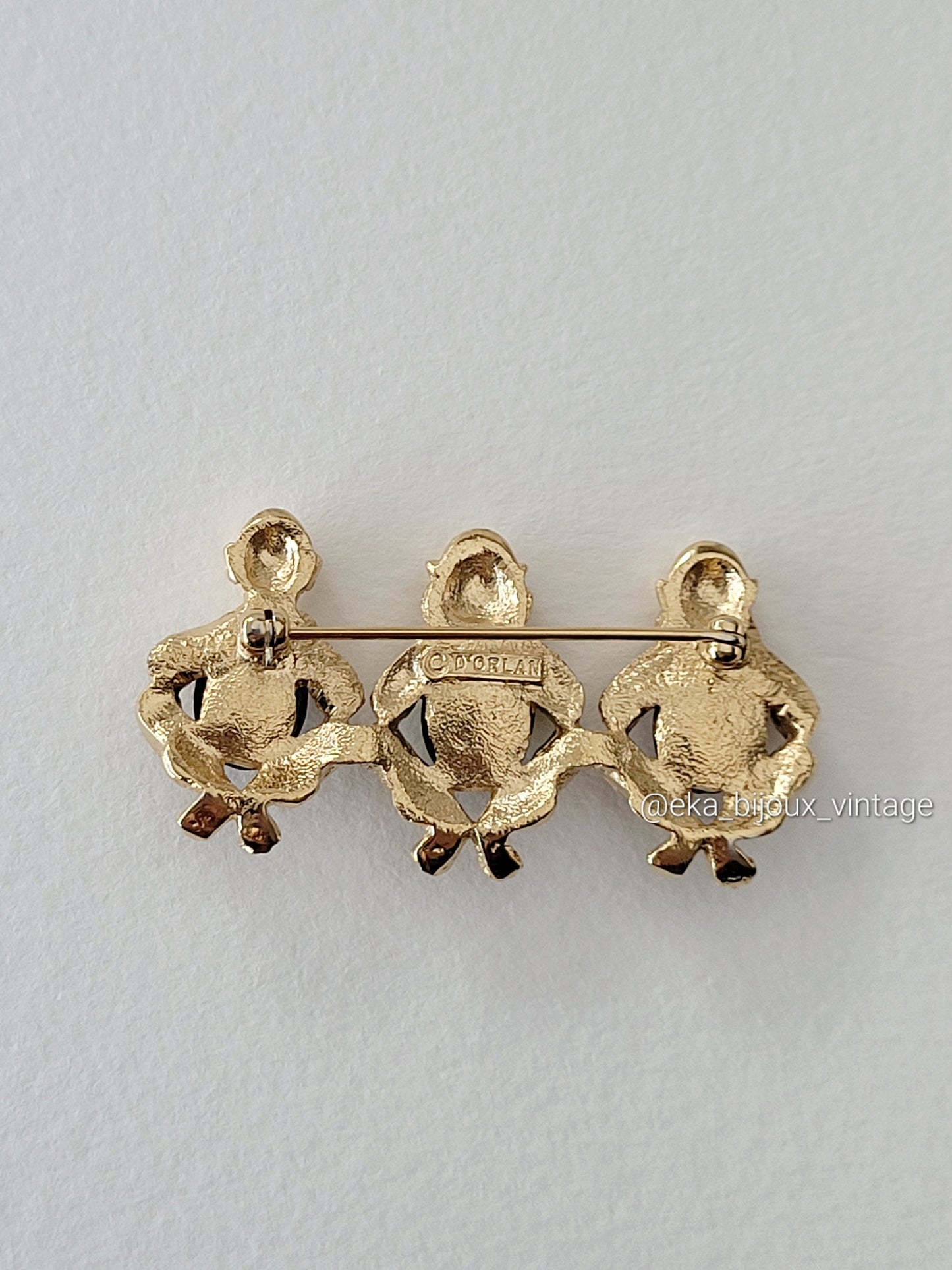 D'orlan - Vintage Three Monkeys brooch