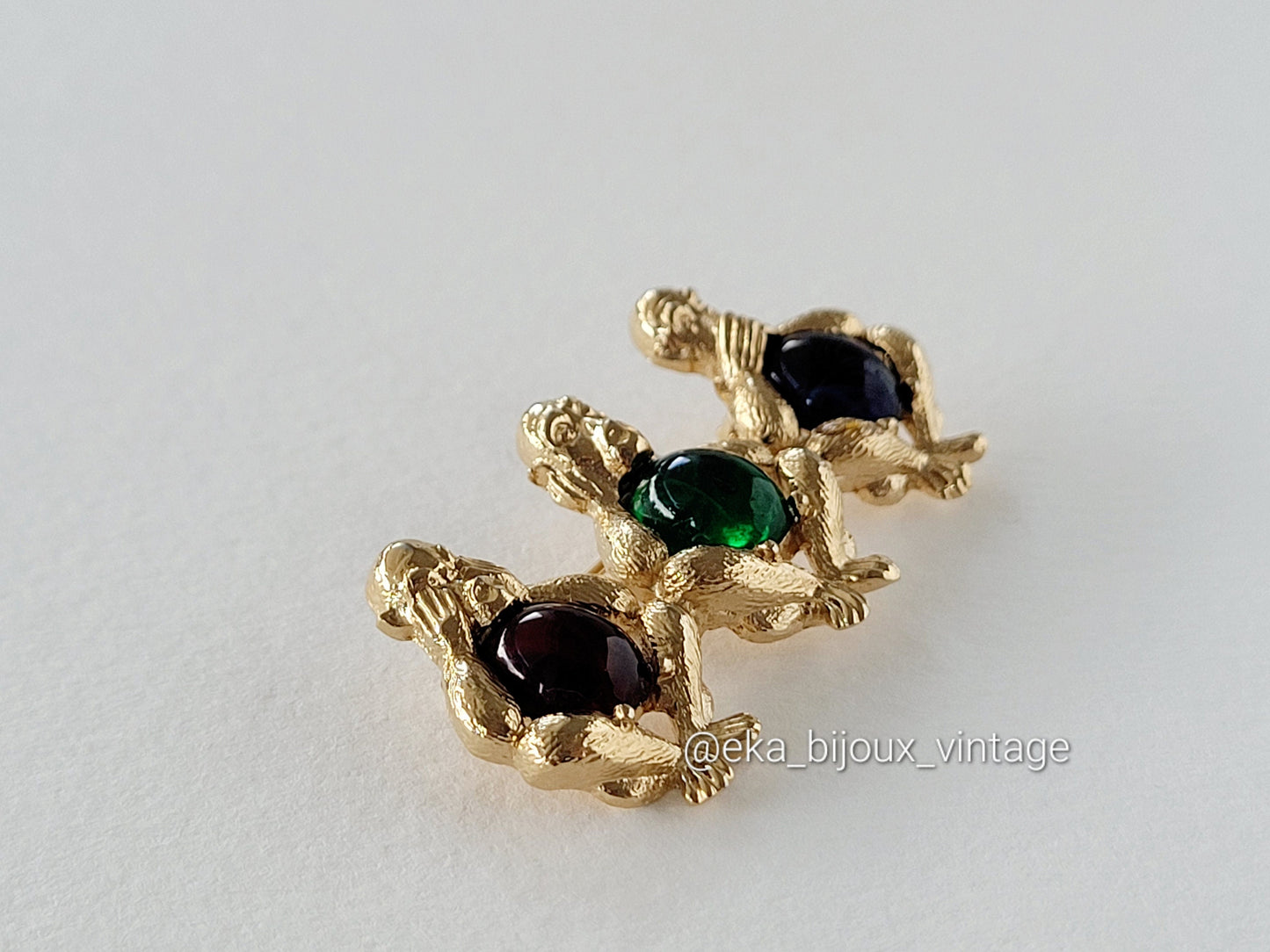 D'orlan - Vintage Three Monkeys brooch