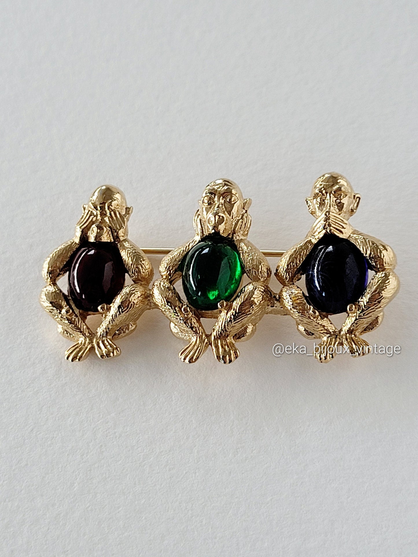 D'orlan - Vintage Three Monkeys brooch