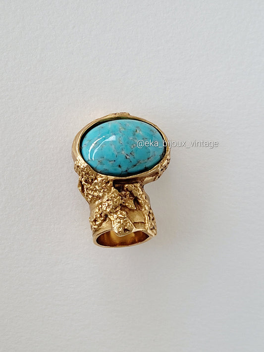 Yves Saint Laurent - Arty blue cabochon ring