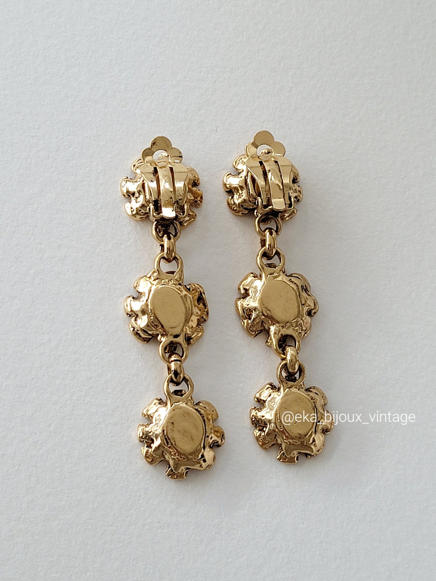 Boucles d'oreilles vintage - Trois fleurs