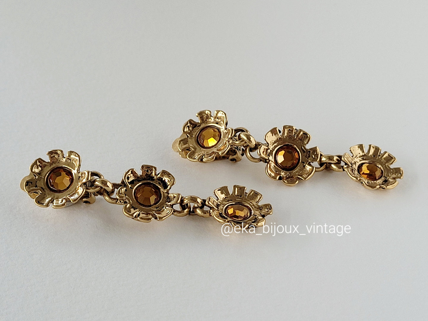 Boucles d'oreilles vintage - Trois fleurs