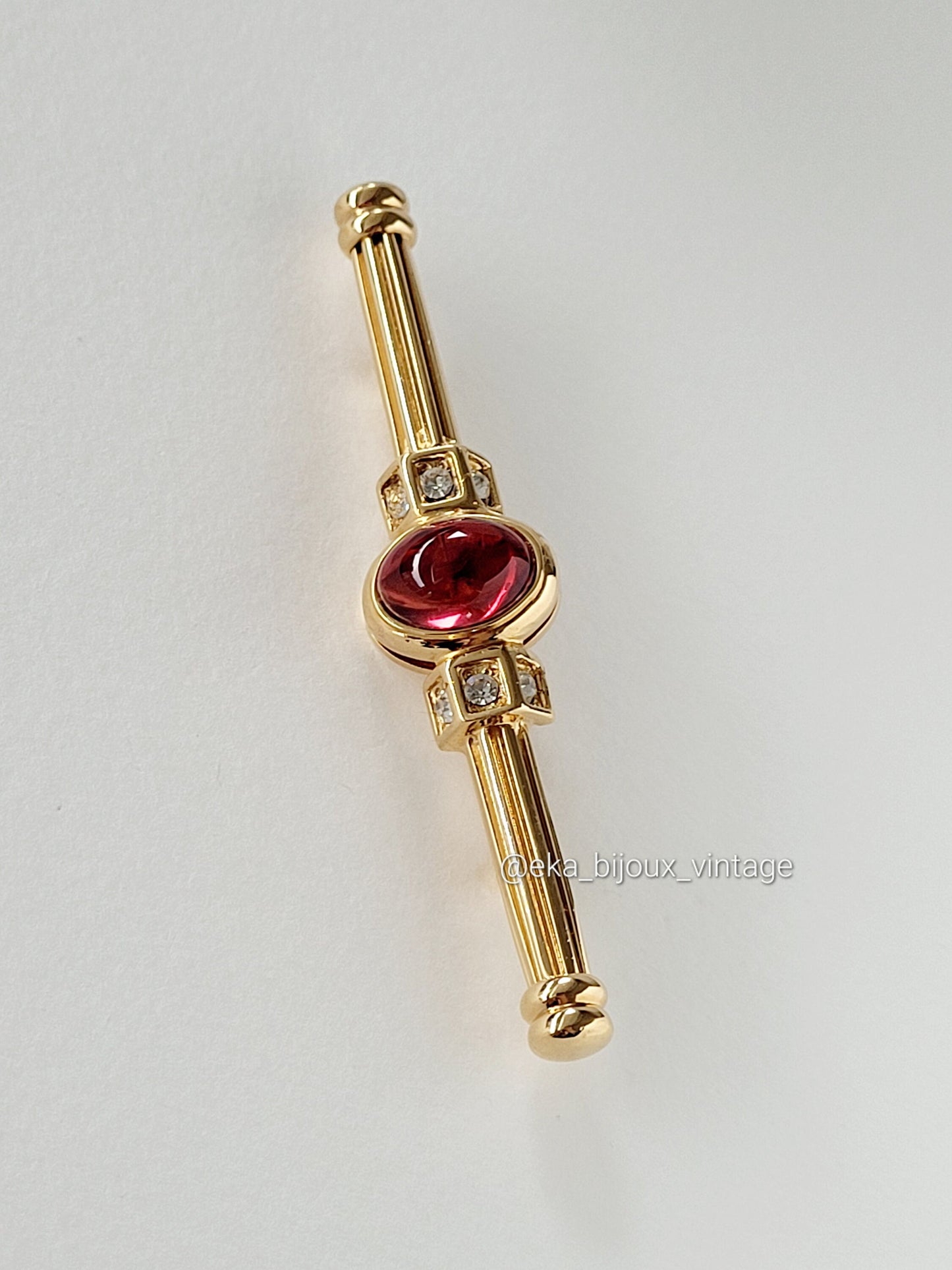 Cascio - Broche vintage-Cabochon rouge