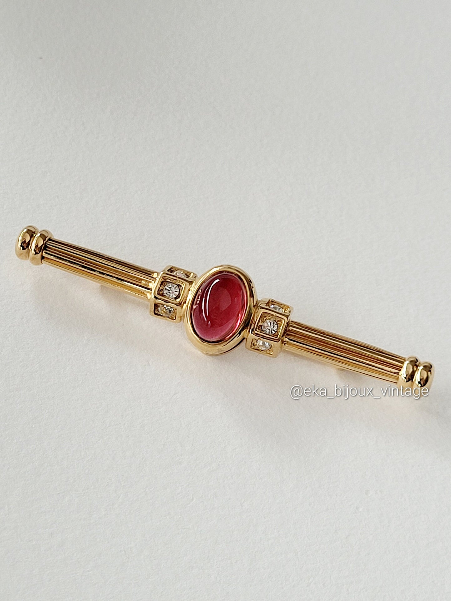 Cascio - Broche vintage-Cabochon rouge