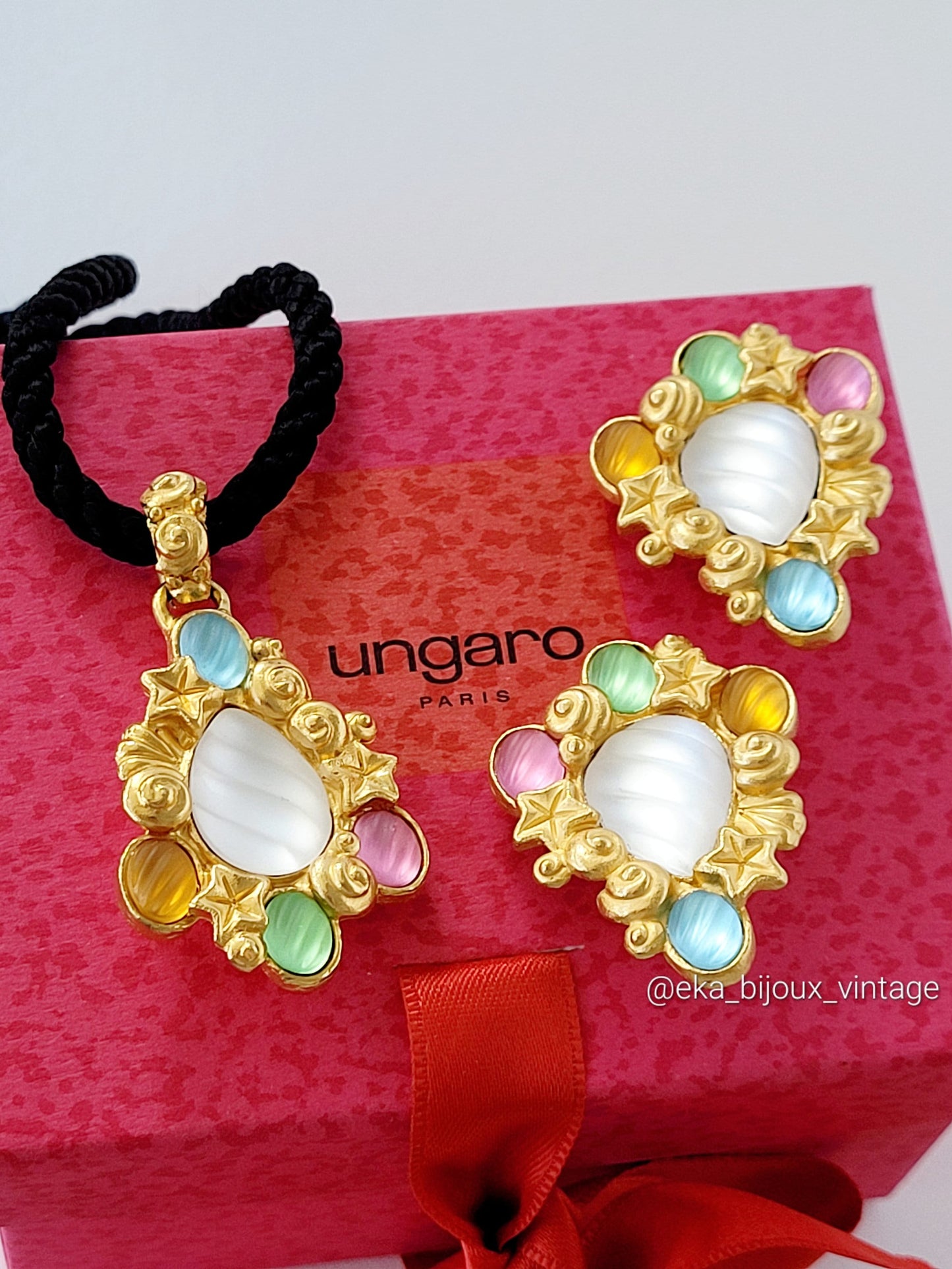 Ungaro - Parure vintage - Collier et boucles d'oreilles