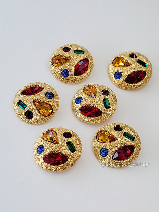 Set of six vintage gold sewing buttons