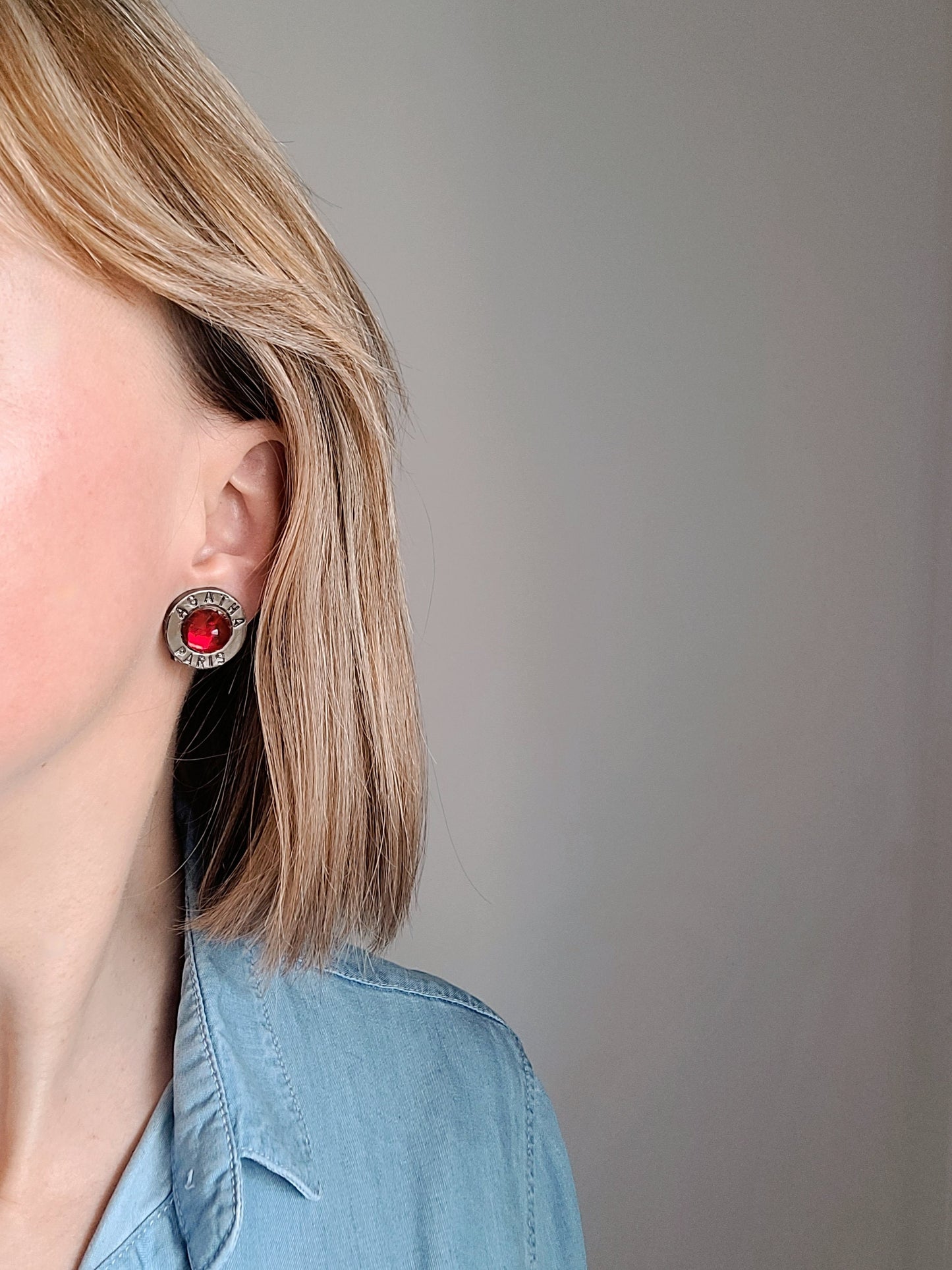 Agatha Paris - Vintage Red Cabochon Earrings