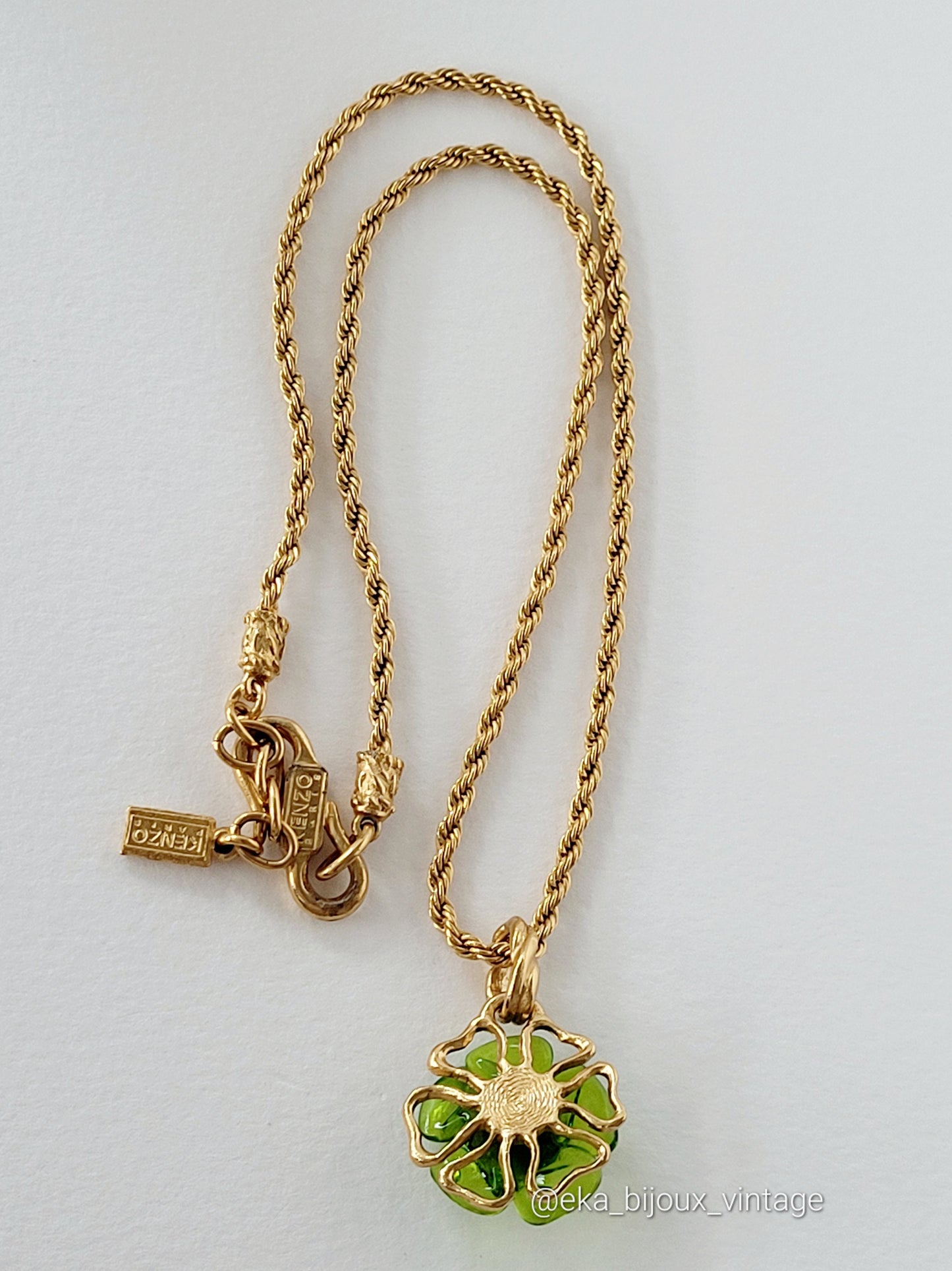 Kenzo Paris - Vintage necklace with glass flower pendant