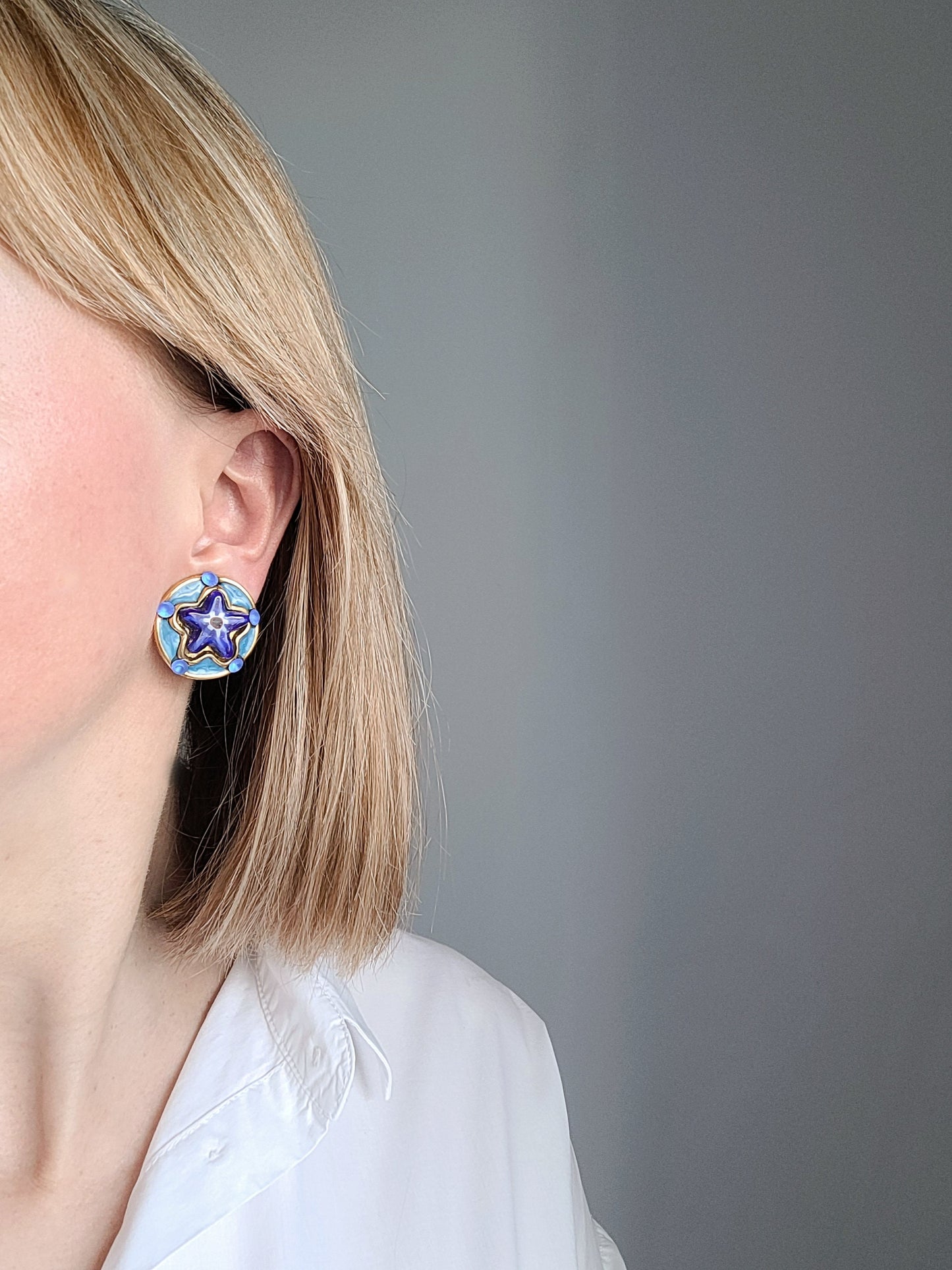 Taratata - Vintage blue star earrings