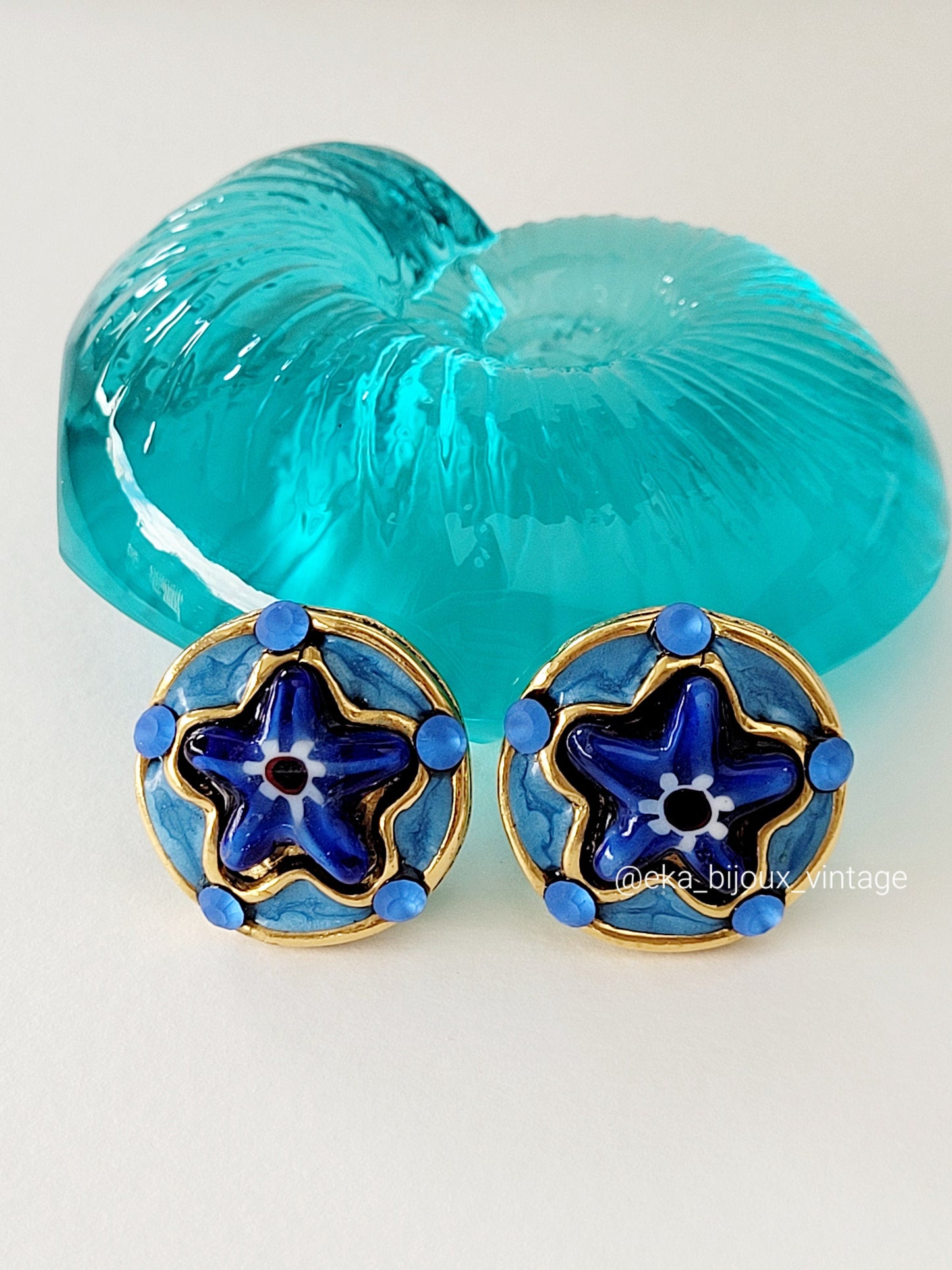 Taratata - Vintage blue star earrings