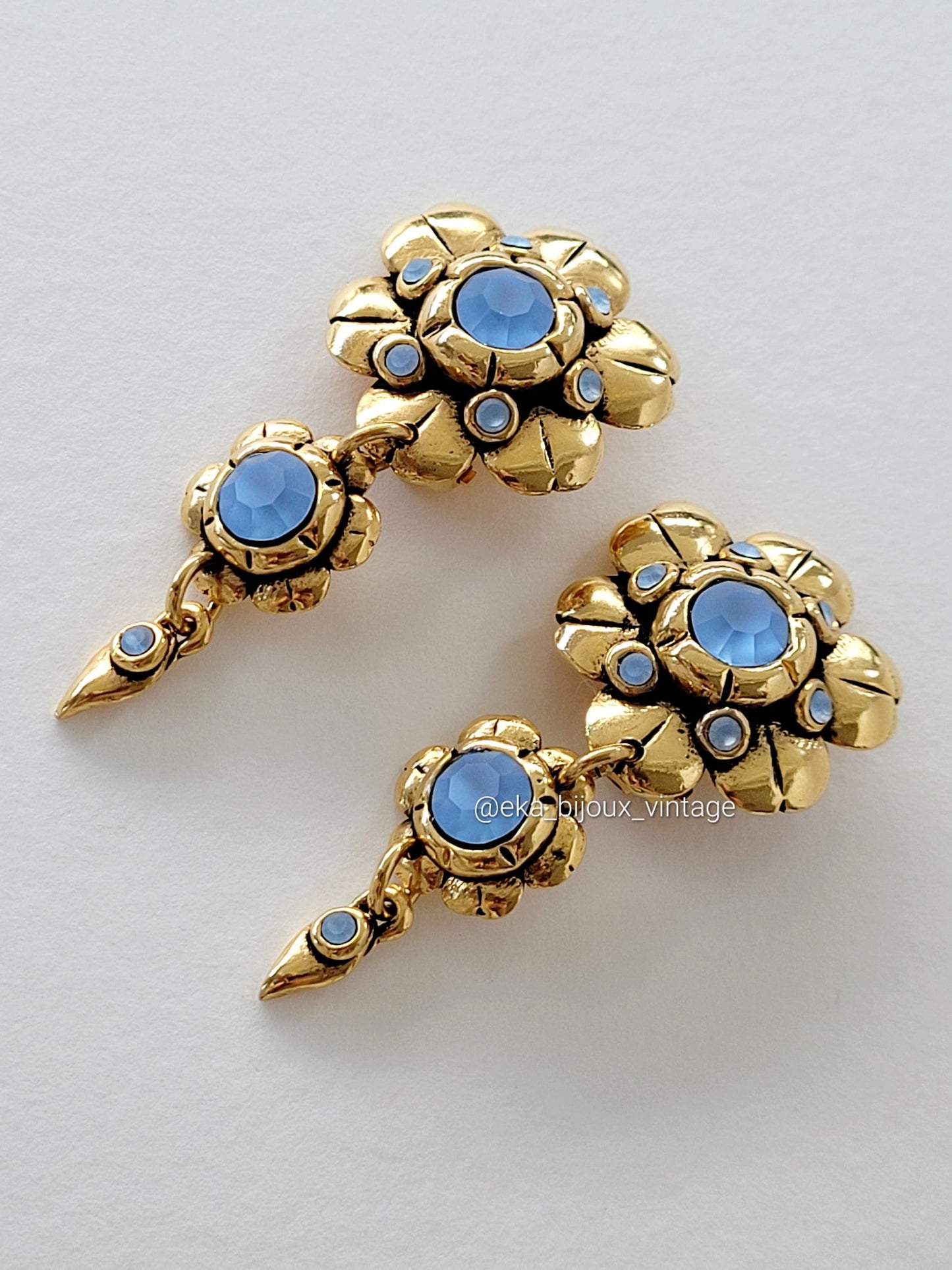 Taratata - Boucles d'oreilles vintage Cristaux blues