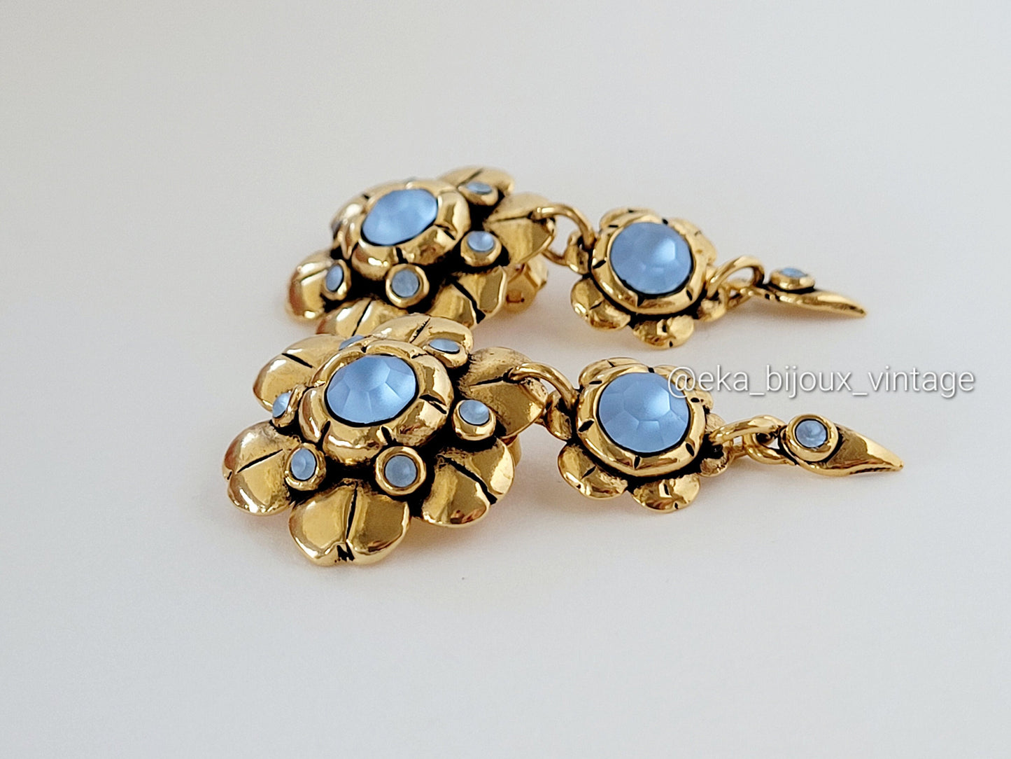 Taratata - Boucles d'oreilles vintage Cristaux blues