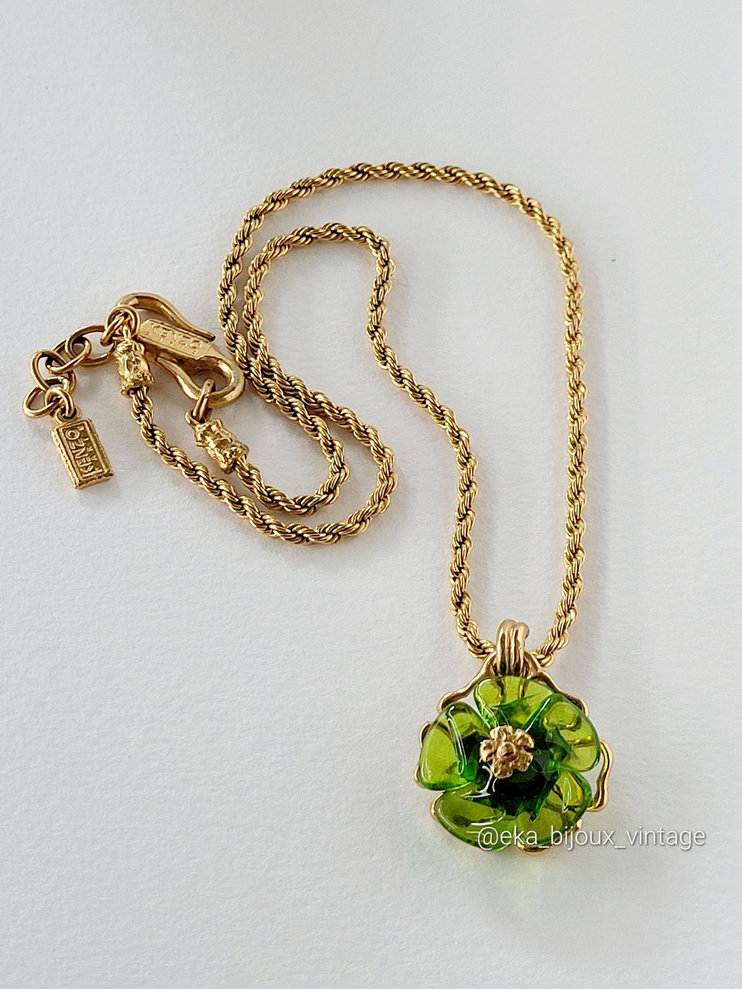 Kenzo Paris - Vintage necklace with glass flower pendant