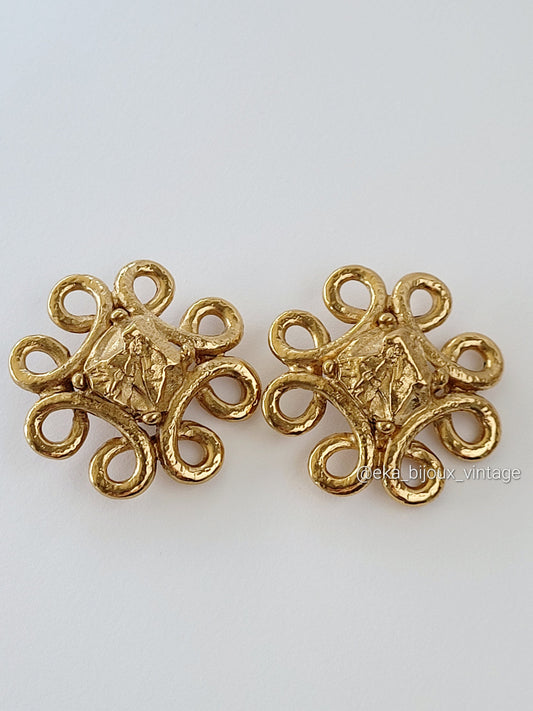 Yves Saint Laurent - Boucles d'oreilles vintage Fleur