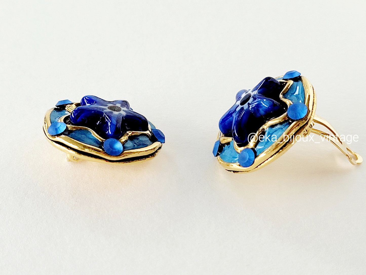 Taratata - Boucles d'oreilles vintage Étoile bleu