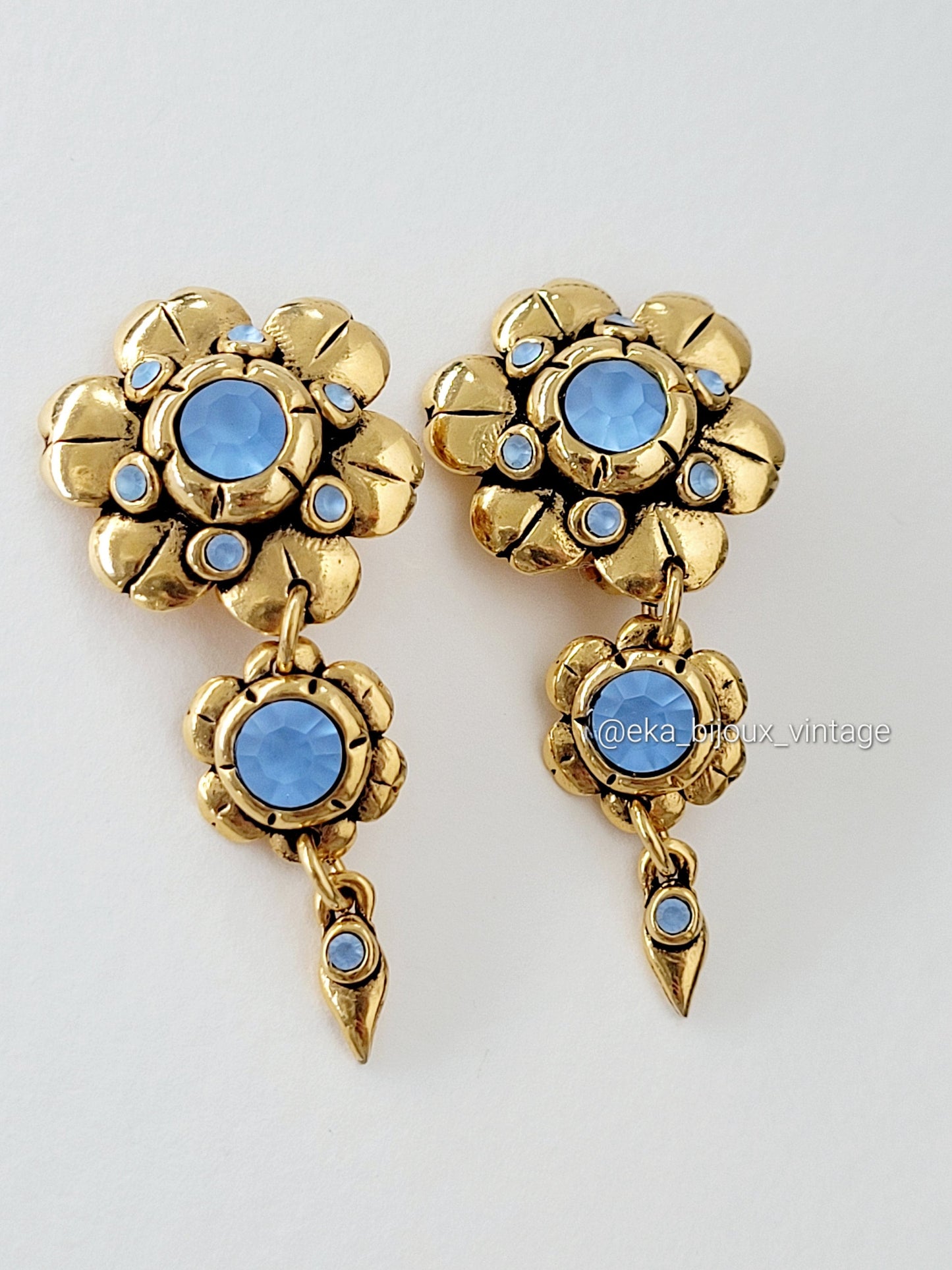 Taratata - Boucles d'oreilles vintage Cristaux blues