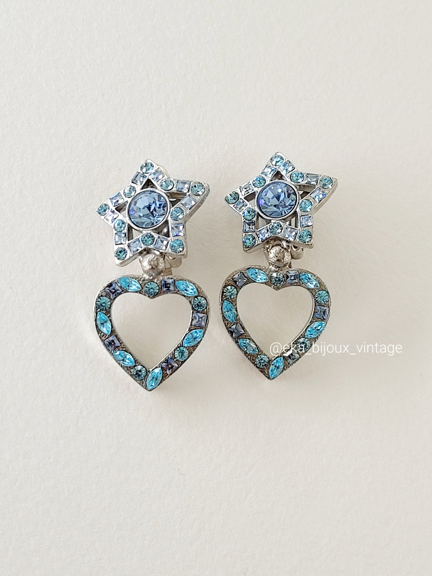 Yves Saint Laurent - Boucles d'oreilles - Cristaux bleus