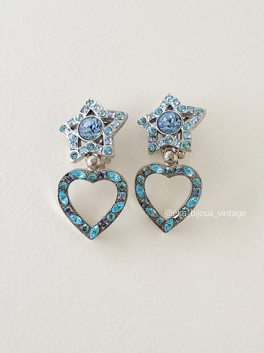 Yves Saint Laurent - Boucles d'oreilles - Cristaux bleus