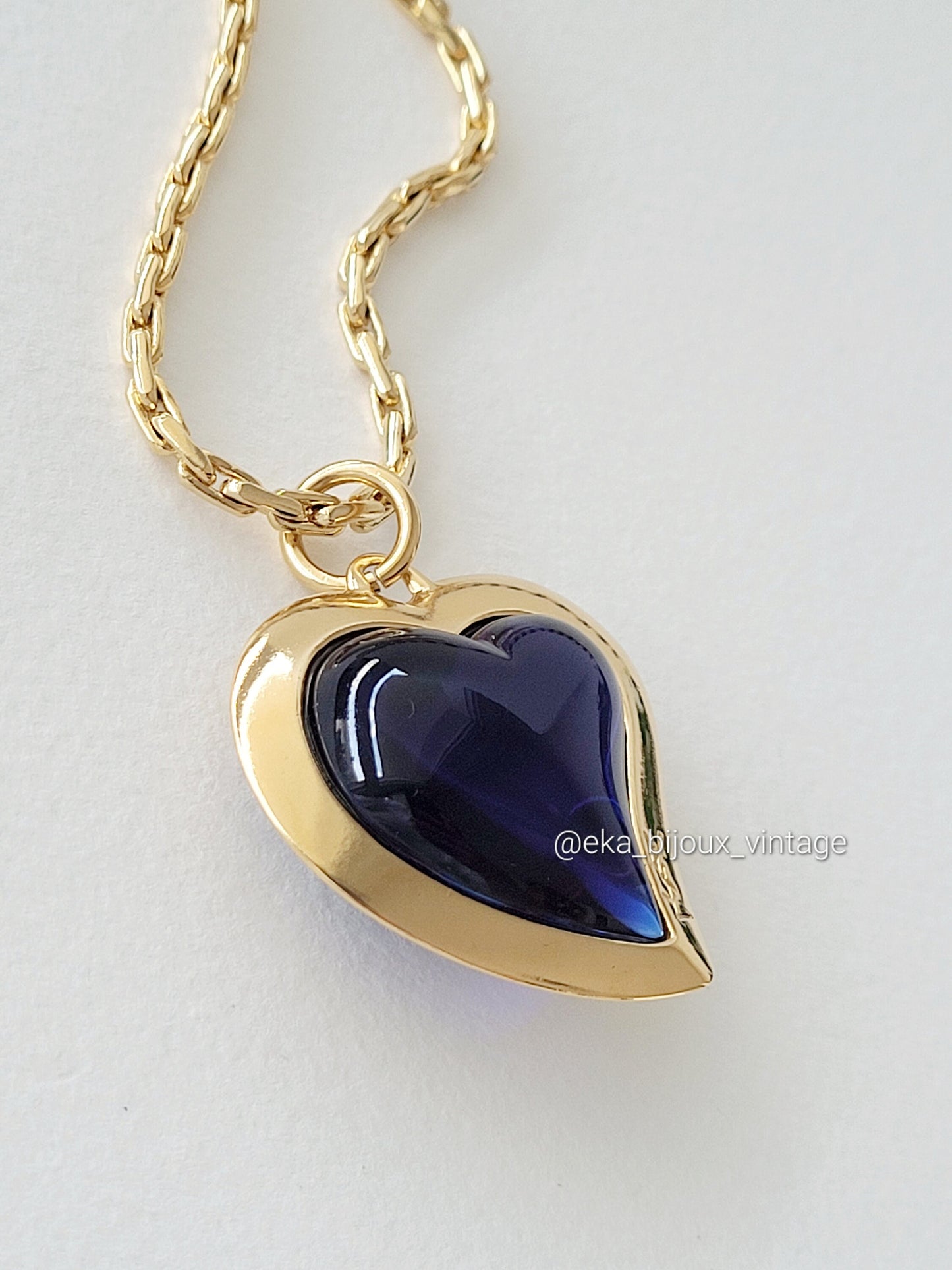 Yves Saint Laurent - Vintage blue lucite heart pendant