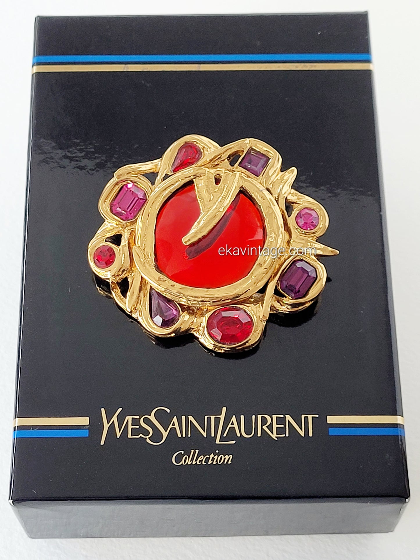 Yves Saint Laurent  - Broche  / Pendentif vintage  Fleur rouge