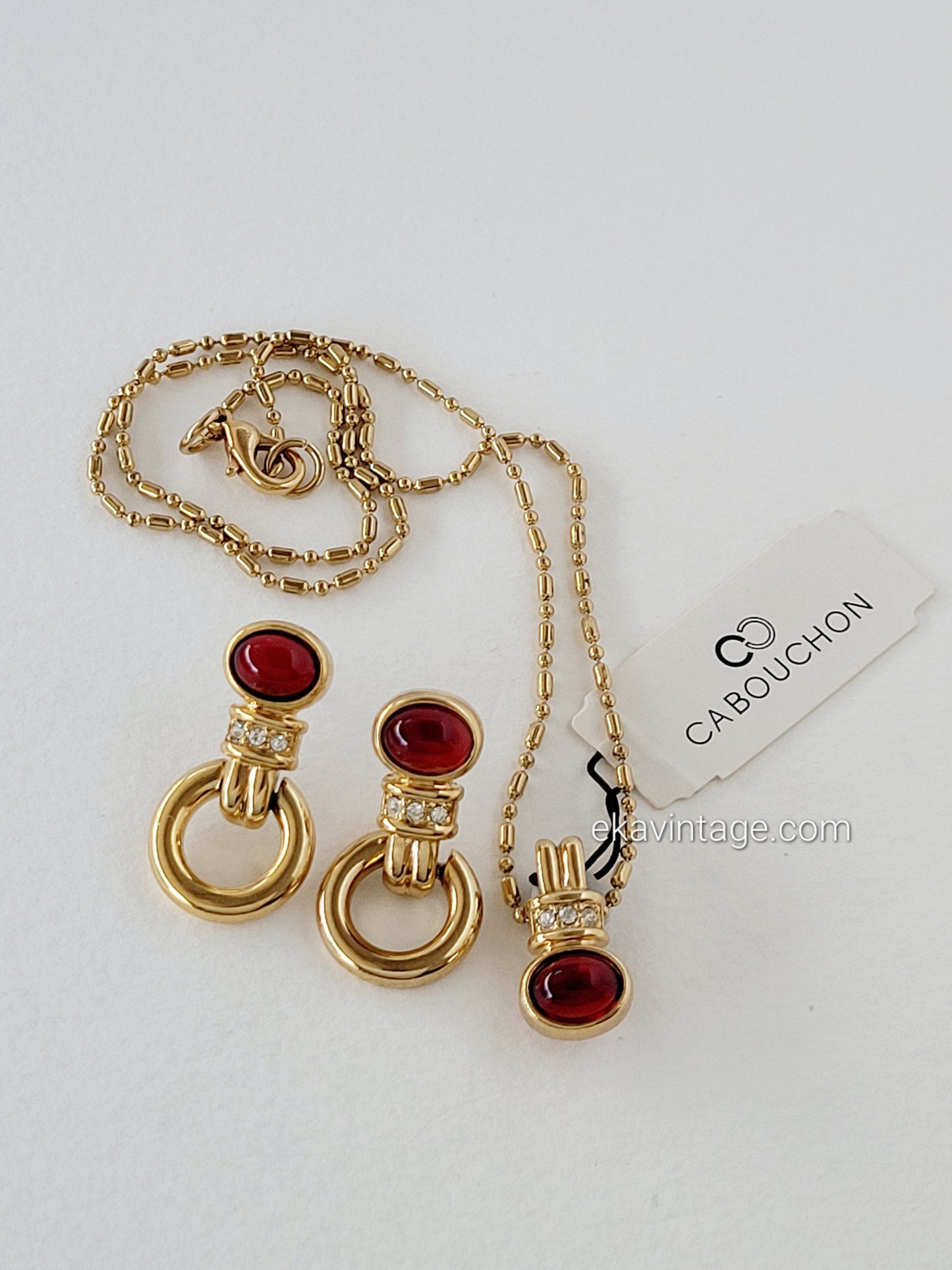 Parure vintage Cabouchon - Collier et boucles d'oreilles