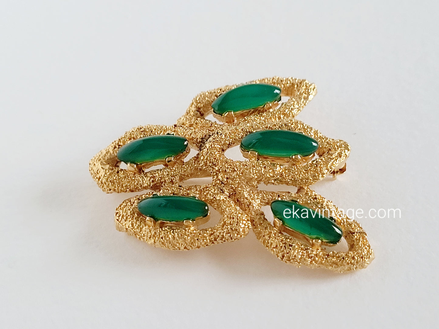 Carven  - Broche vintage cabochons en verre