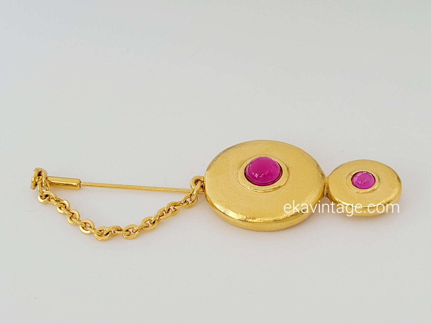 Broche/épingle vintage cabochons roses