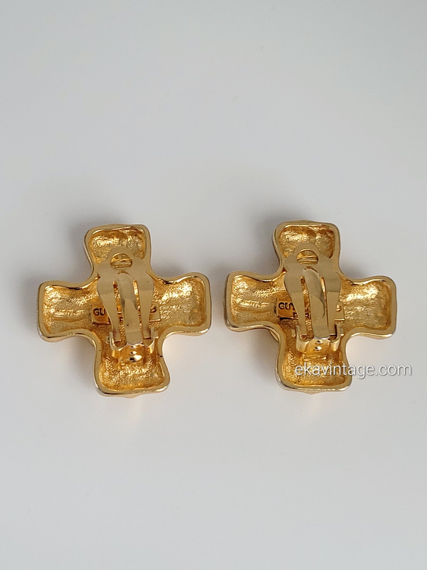 Guy Laroche - Boucles d'oreilles vintage Croix GL