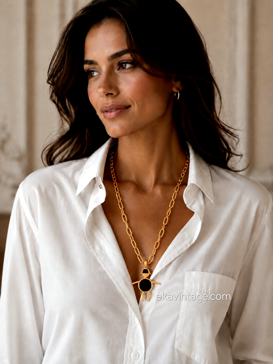 Biche de Bère - Sautoir / Collier vintage en métal martelé