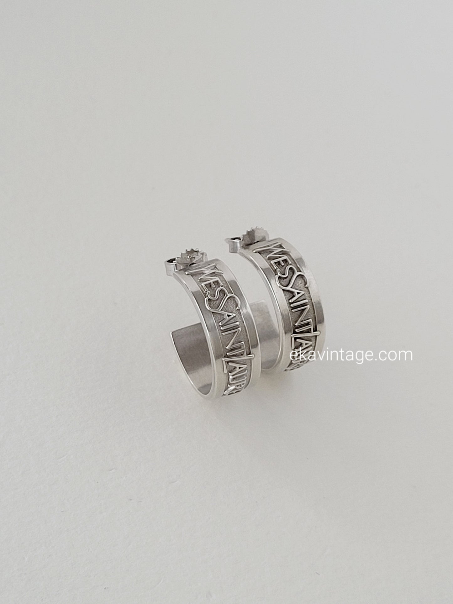 Yves Saint Laurent - Boucles d'oreilles vintage Collection Argent