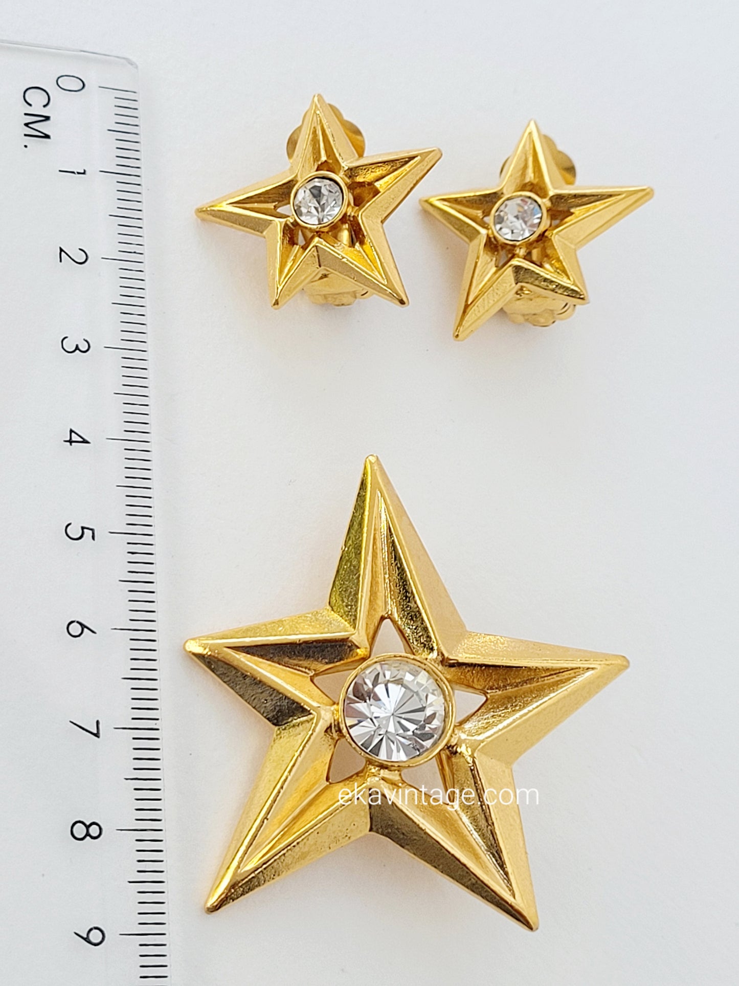 Oslo - Magnifique parure vintage -Boucles d'oreilles et broche vintage Étoile