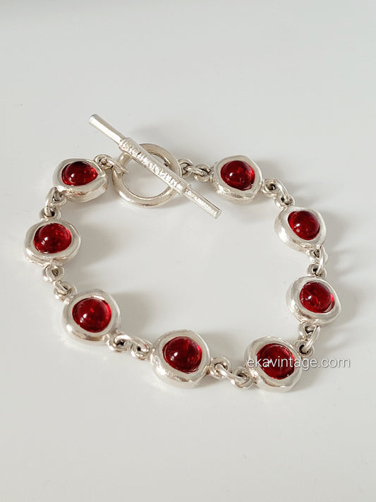 Biche de Bere - Bracelet vintage cabochons rouges