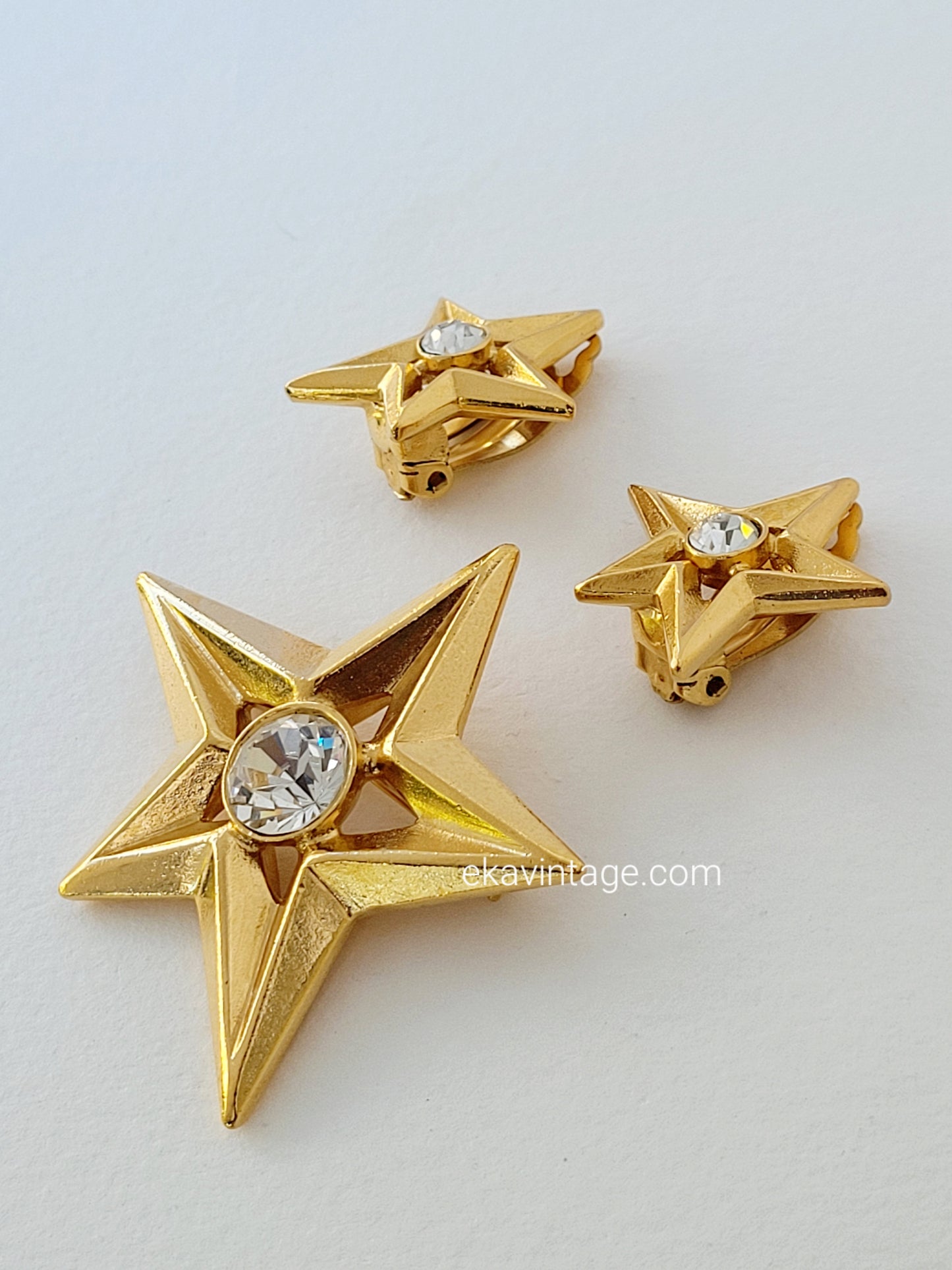 Oslo - Magnifique parure vintage -Boucles d'oreilles et broche vintage Étoile