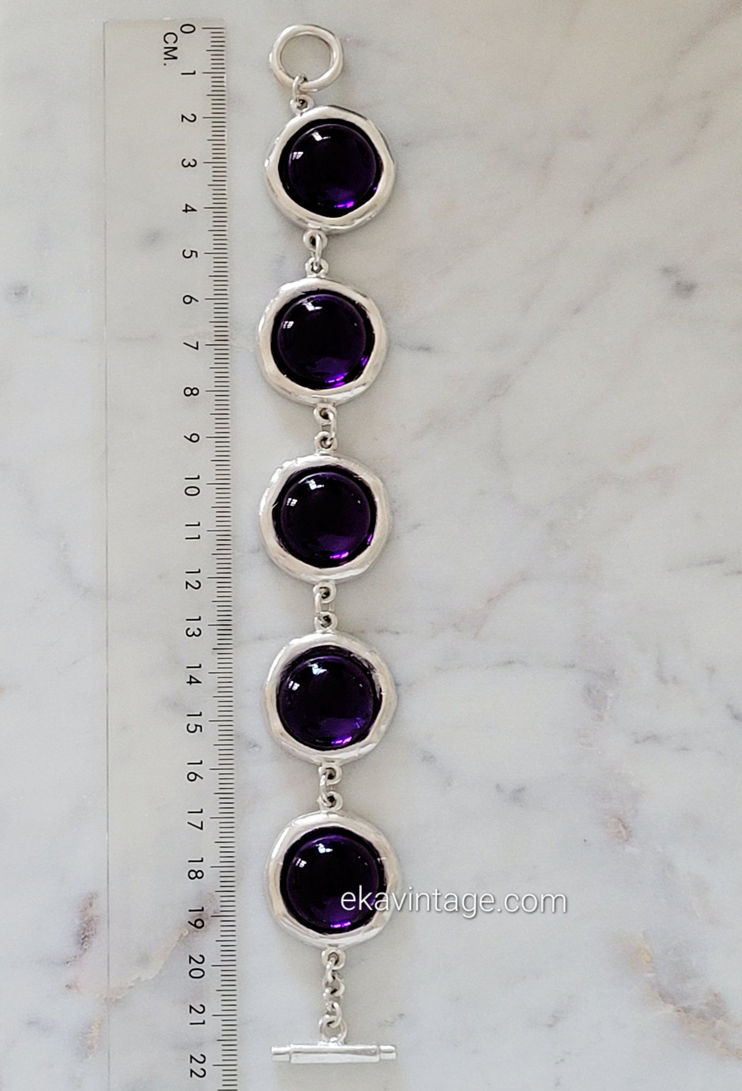 Biche de Bere - Bracelet vintage cabochons couleur violet