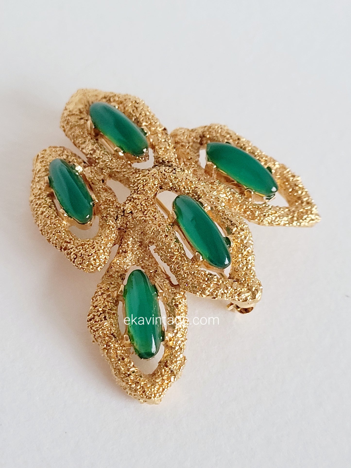 Carven  - Broche vintage cabochons en verre