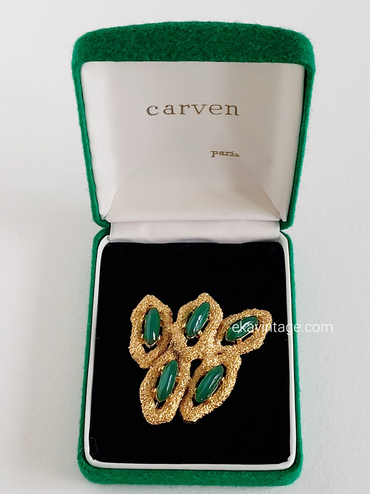 Carven  - Broche vintage cabochons en verre